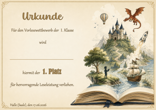 Urkundenverleihung Lesewettbewerb